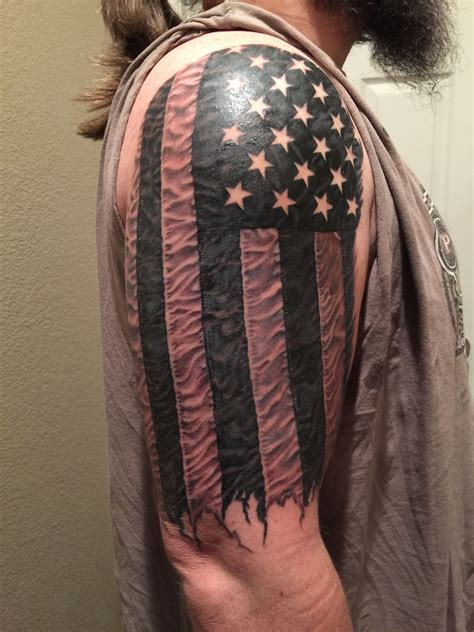 All we know is gold ink compliments every skin tone. . Badass american flag tattoos